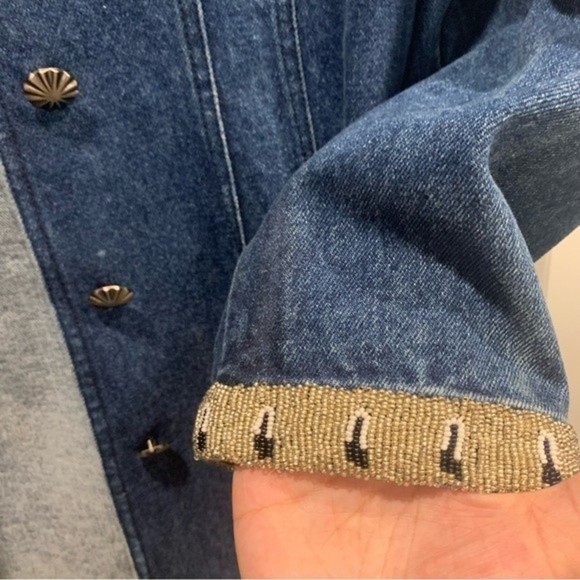 Vintage mixed media wrangler jacket size L. Leather , suede , cotton, beaded - Picture 10 of 13